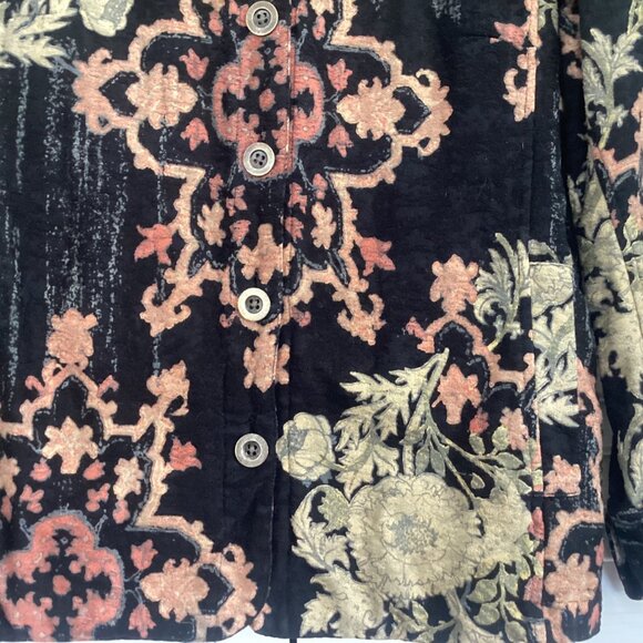 Citron Santa Monica Womens Black Floral Button-Up Jacket Size M - Picture 5 of 16